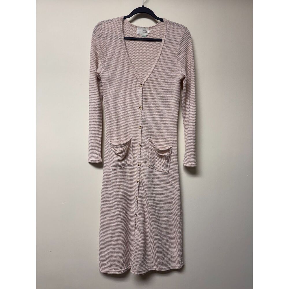 ANTHROPOLOGIE SATURDAY SUNDAY Tan V-Neck Duster Length Cardigan Sweater, Sz S